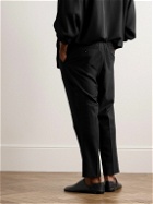 AMI PARIS - Slim-Fit Cropped Pleated Virgin Wool Trousers - Black