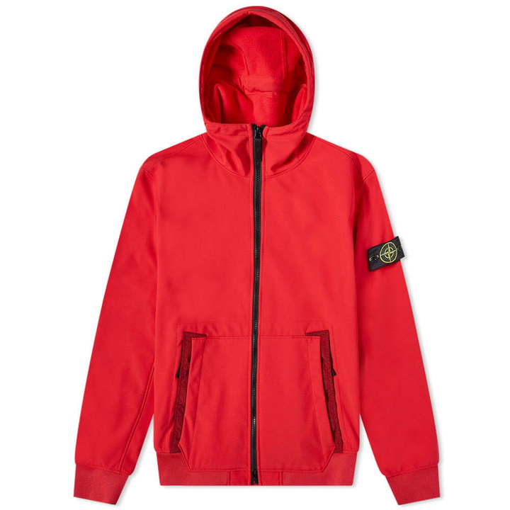 Photo: Stone Island Men's Soft-Shell Hooded Jacket in Red