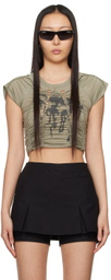 lesugiatelier Khaki Knotted T-Shirt