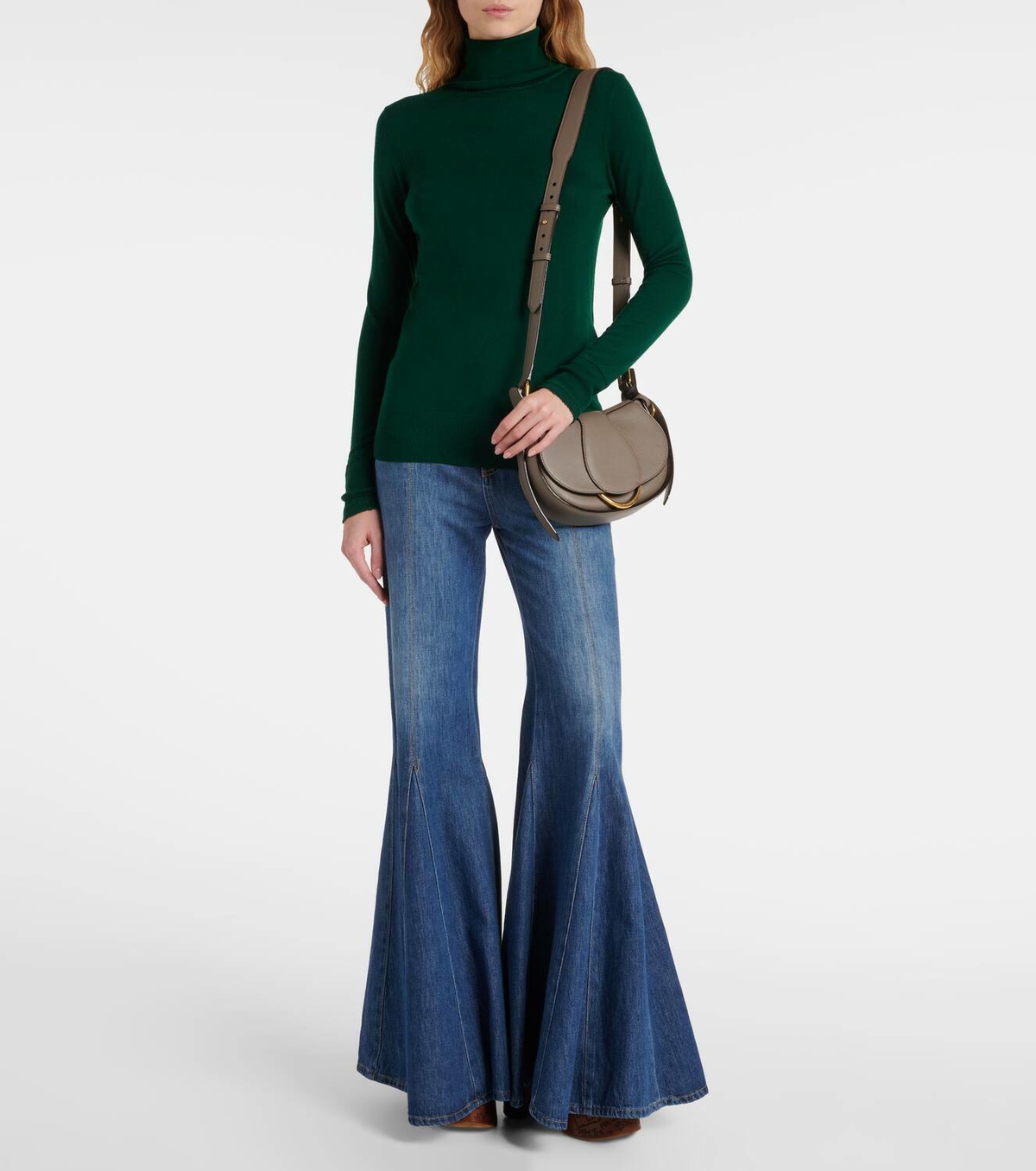 【関税&送料込】Chloe Chloe Ride Small Shoulder Bag In Leath Chloé - Small Chloe Ride leather shoulder bag - Dark Khaki