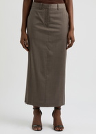 Helmut Lang Wool Maxi Skirt Brown