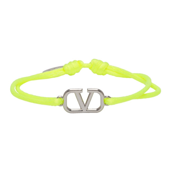 Photo: Valentino Yellow Valentino Garavani Leather VLogo Bracelet