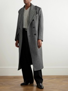 TOM FORD - Double-Breasted Herringbone Virgin Wool Coat - Gray