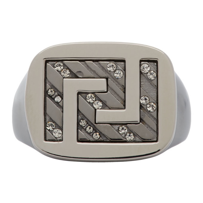 Photo: Versace Silver Greek Key Signet Ring