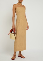 BY Malene Birger Lucille Plissé Lyocell-blend Midi Dress Camel