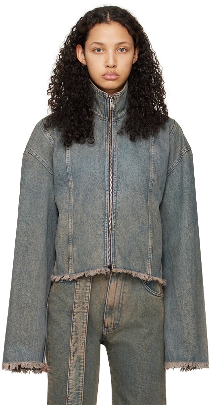Photo: Jade Cropper Gray Oversized Belted Denim Jacket