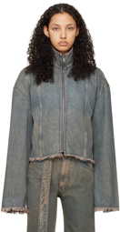 Jade Cropper Gray Oversized Belted Denim Jacket