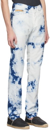 Massimo Alba White & Blue Corduroy Alunga Trousers