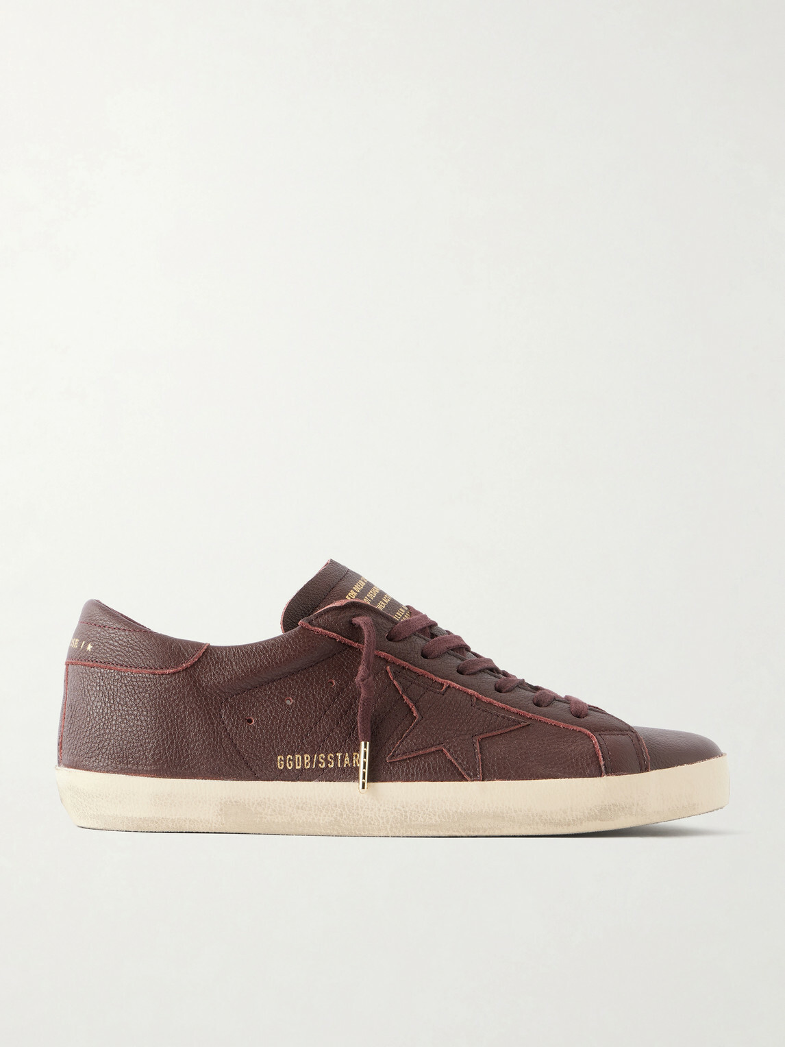 Golden Goose - Super-Star Distressed Full-Grain Leather Sneakers - Burgundy