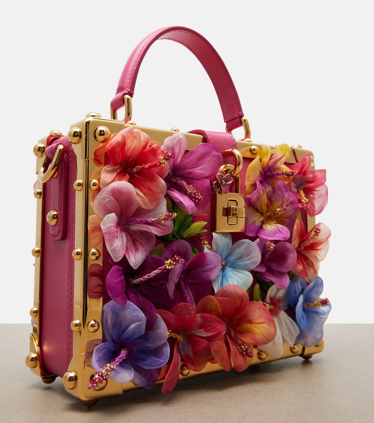 Dolce&Gabbana Dolce Box floral-appliqué leather box bag