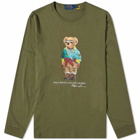 Polo Ralph Lauren Men's Long Sleeve Trekking Bear T-Shirt in Dark Sage