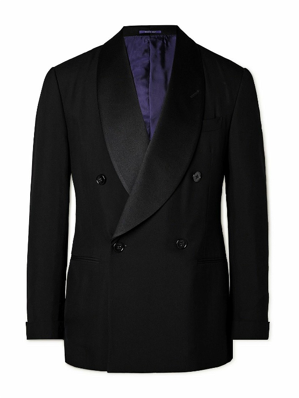 Photo: Ralph Lauren Purple label - Slim-Fit Shawl-Collar Double-Breasted Wool Tuxedo Jacket - Black