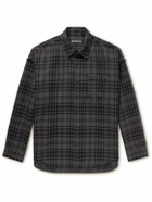 Mastermind World - Logo-Embroidered Checked Cotton-Flannel Jacquard Shirt - Gray