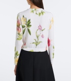 Oscar de la Renta Floral jacquard cotton-blend cardigan