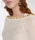 Xu Zhi Beaded asymmetric linen-blend sweater