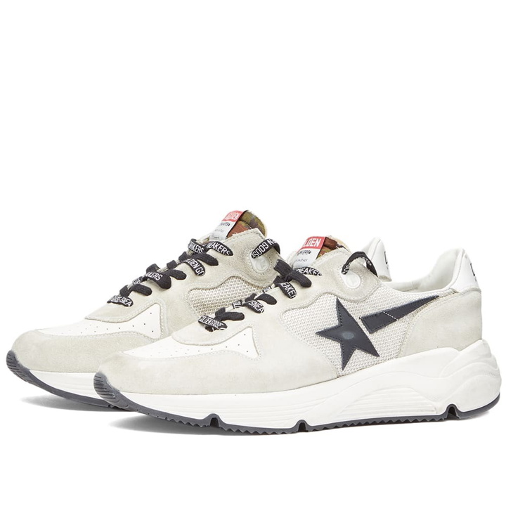 Photo: Golden Goose Men's Running Sole Sneakers in Silver/White/Camo
