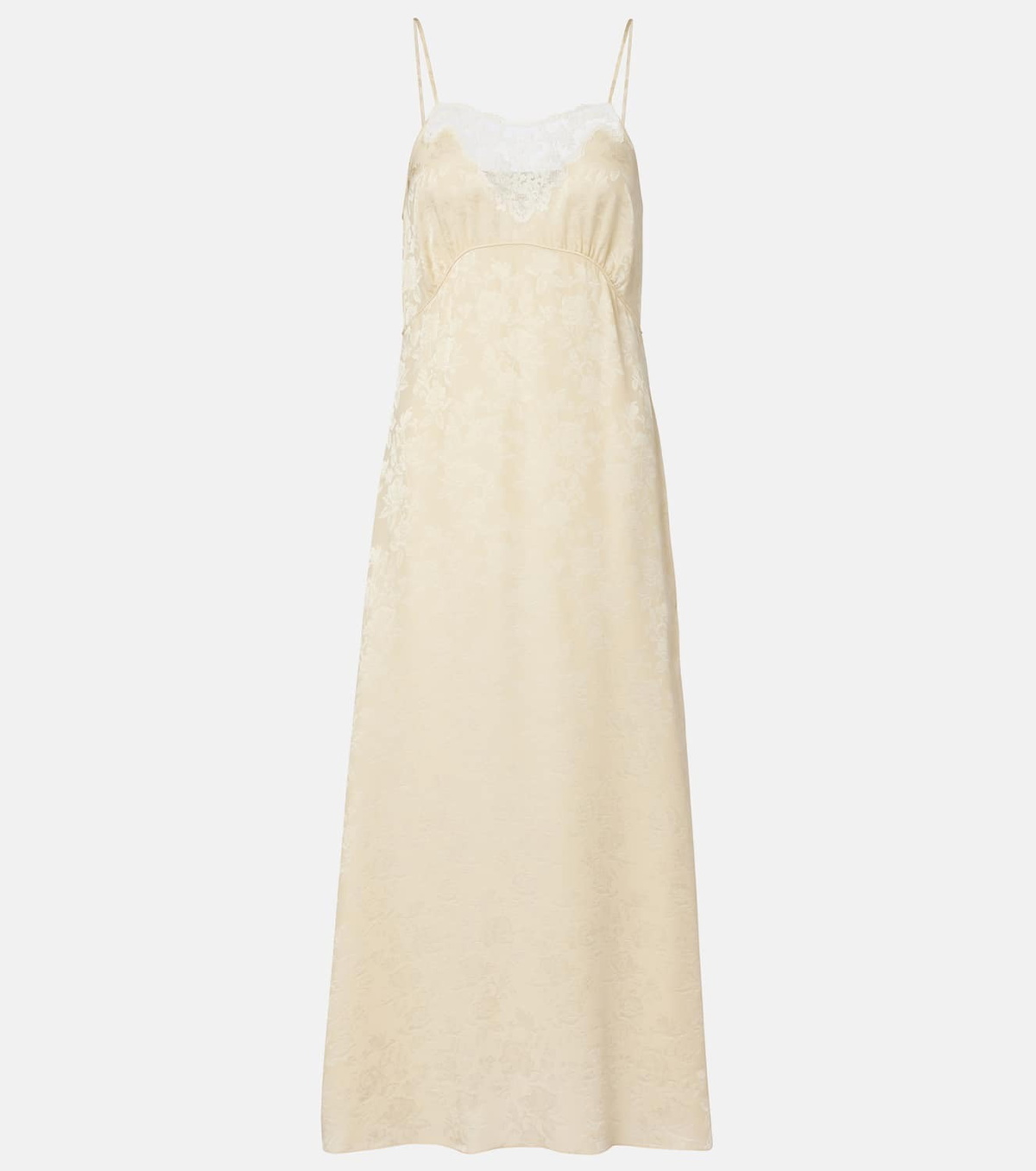 Chloé Jacquard lace-trimmed silk midi dress