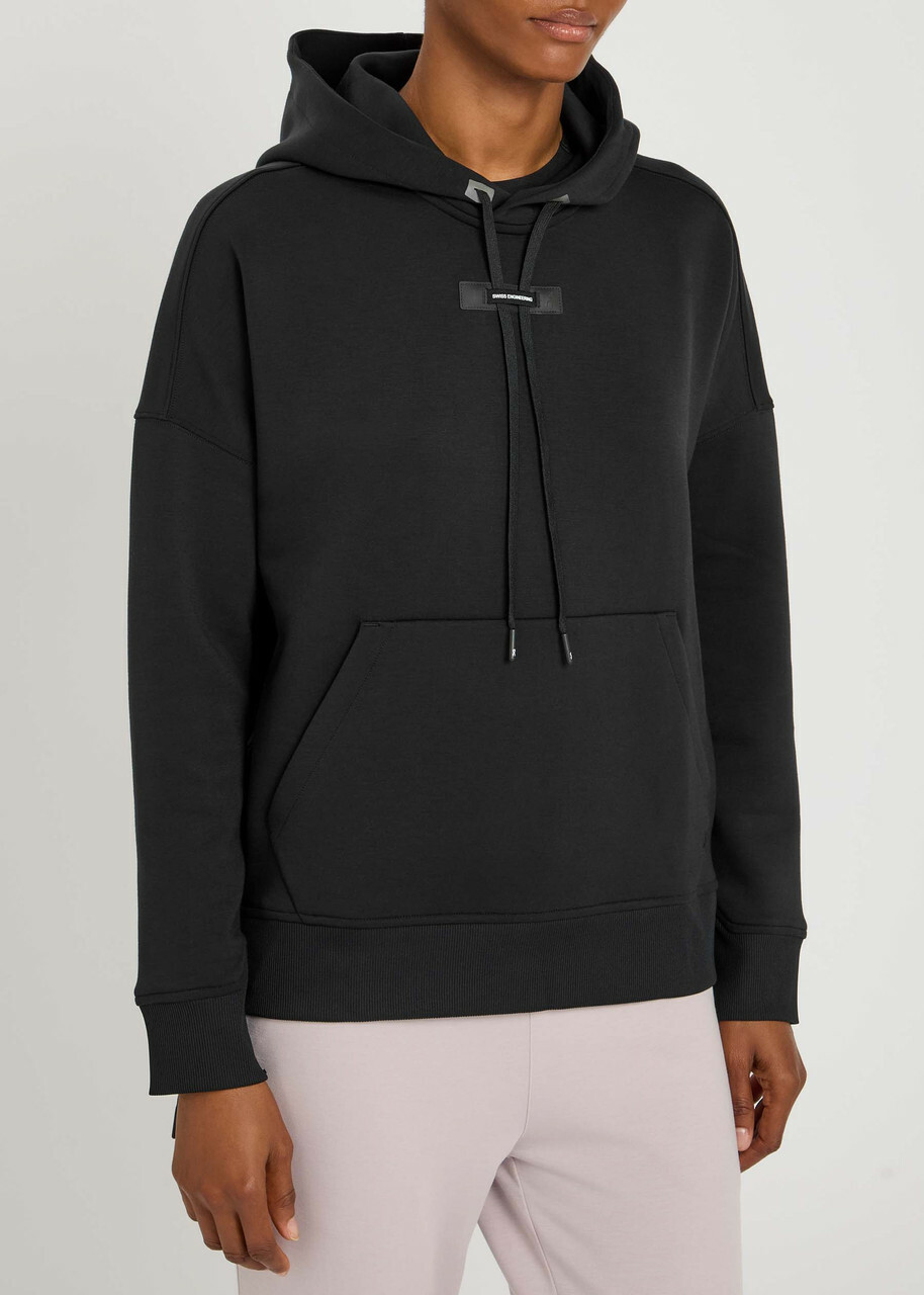 ON Logo Stretch-jersey Hooded Sweatshirt Black