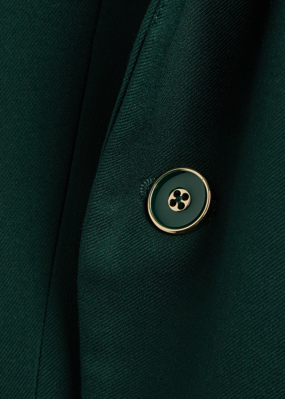 Veronica Beard Amos Double-breasted Woven Blazer Jacket Dark Green