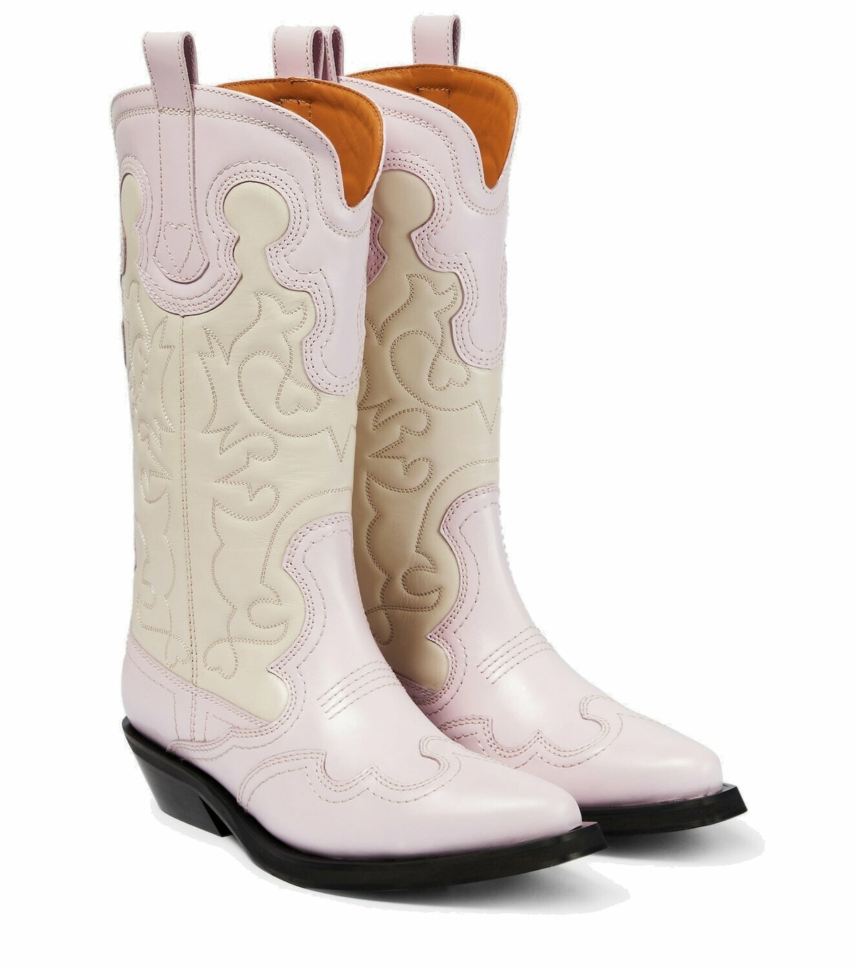 GANNI ブーツ Leather cowboy boots729858 Leather cowboy boots in multicoloured - Ganni | Mytheresa