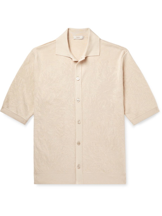 Photo: Agnona - Silk and Cotton-Blend Jacquard Shirt - Neutrals