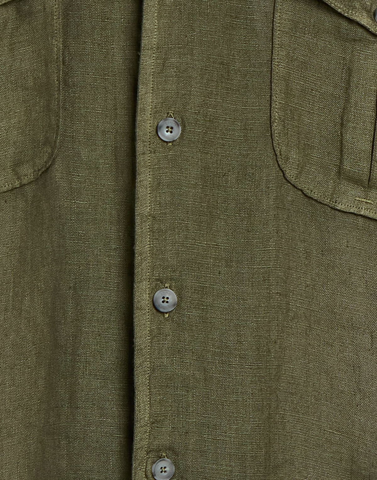 120% Lino Mens Shirt Military in Green