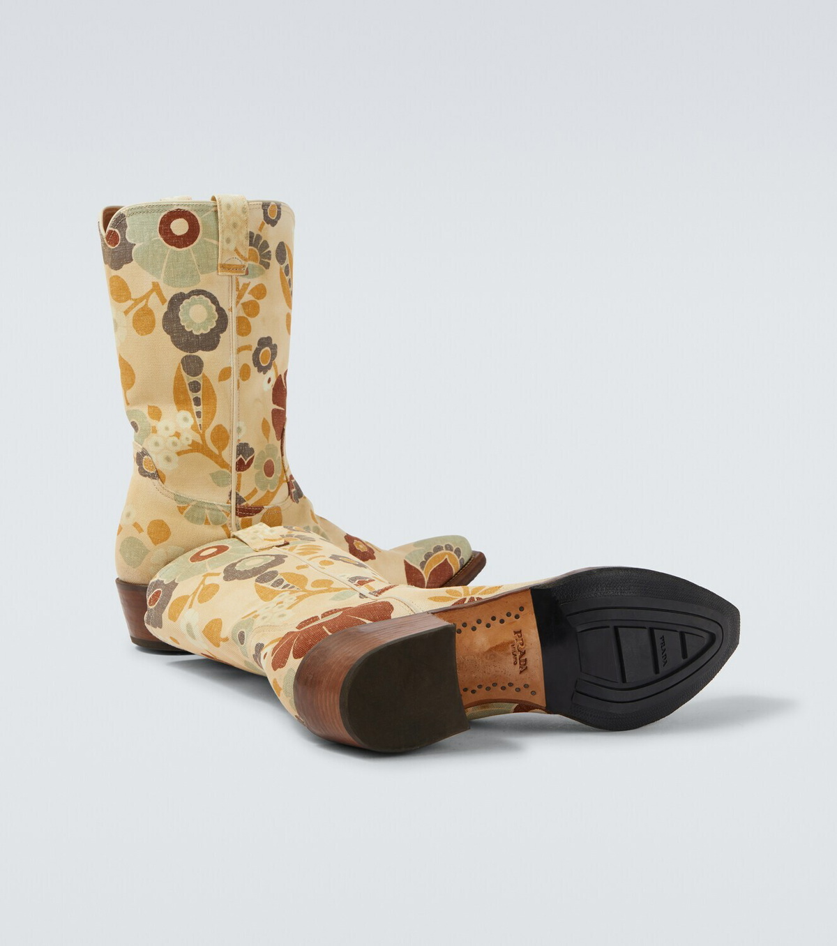 Prada Floral canvas cowboy boots