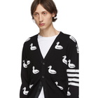 Thom Browne Black Cashmere Intarsia Duck Cardigan