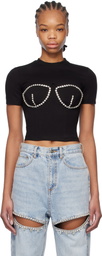 AREA Black Crystal Bustier Cup T-shirt