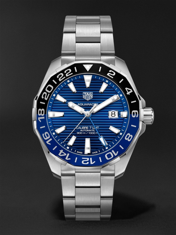 Photo: TAG Heuer - Aquaracer Automatic GMT 43mm Steel Watch, Ref. No. WAY201T.BA0927 - Blue