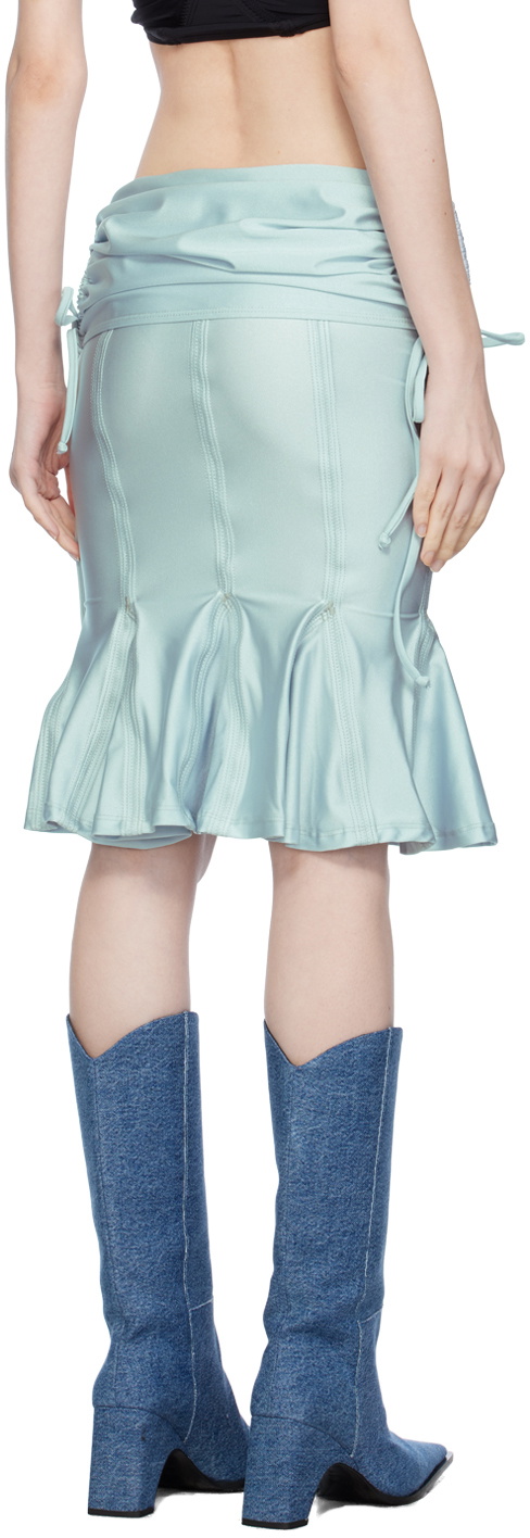 Emily Watson Blue Fluted Pencil Midi Skirt