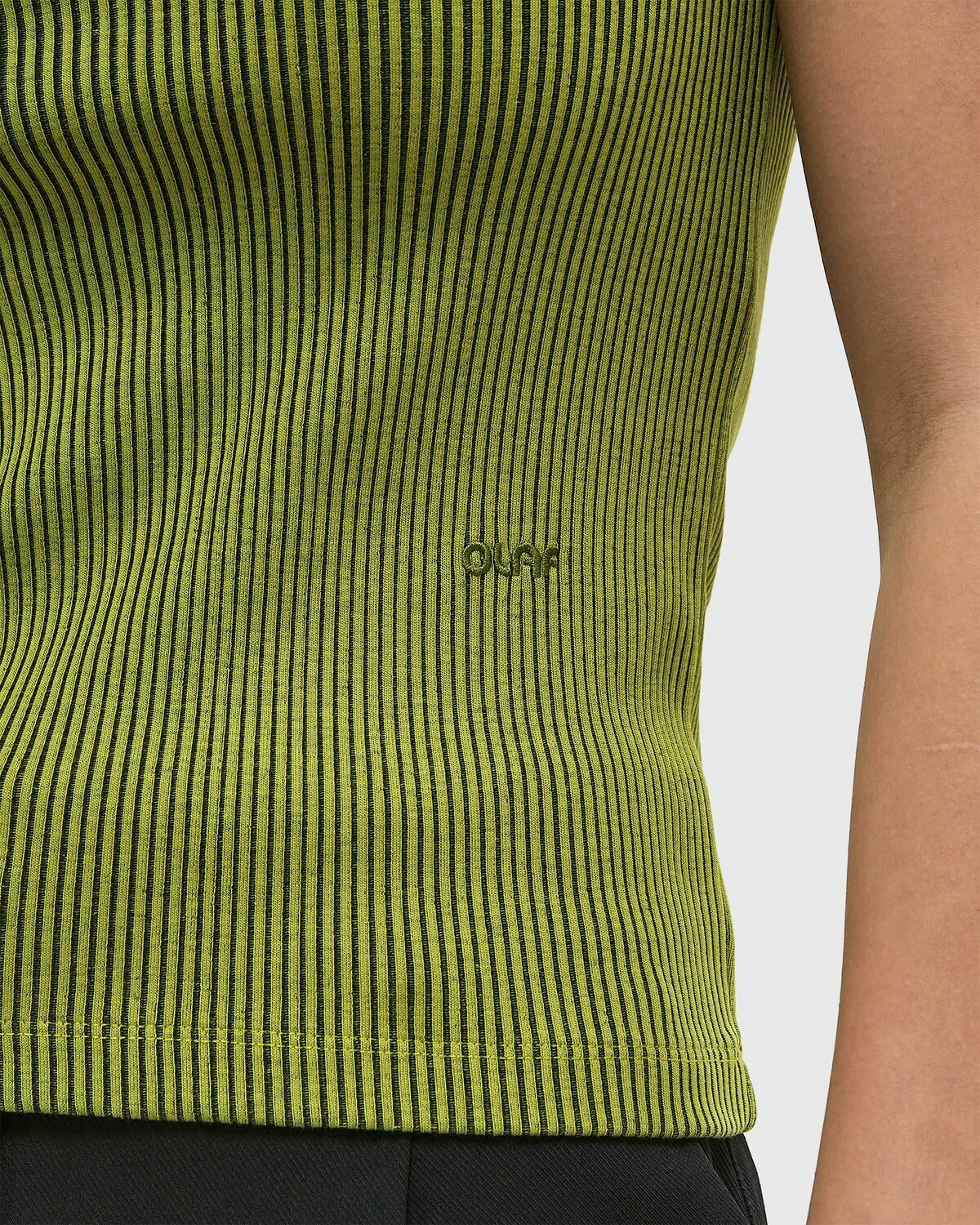 ØLÅF RETRO LOGO RIBBED TANK TOP Green Womens Tops & Tank