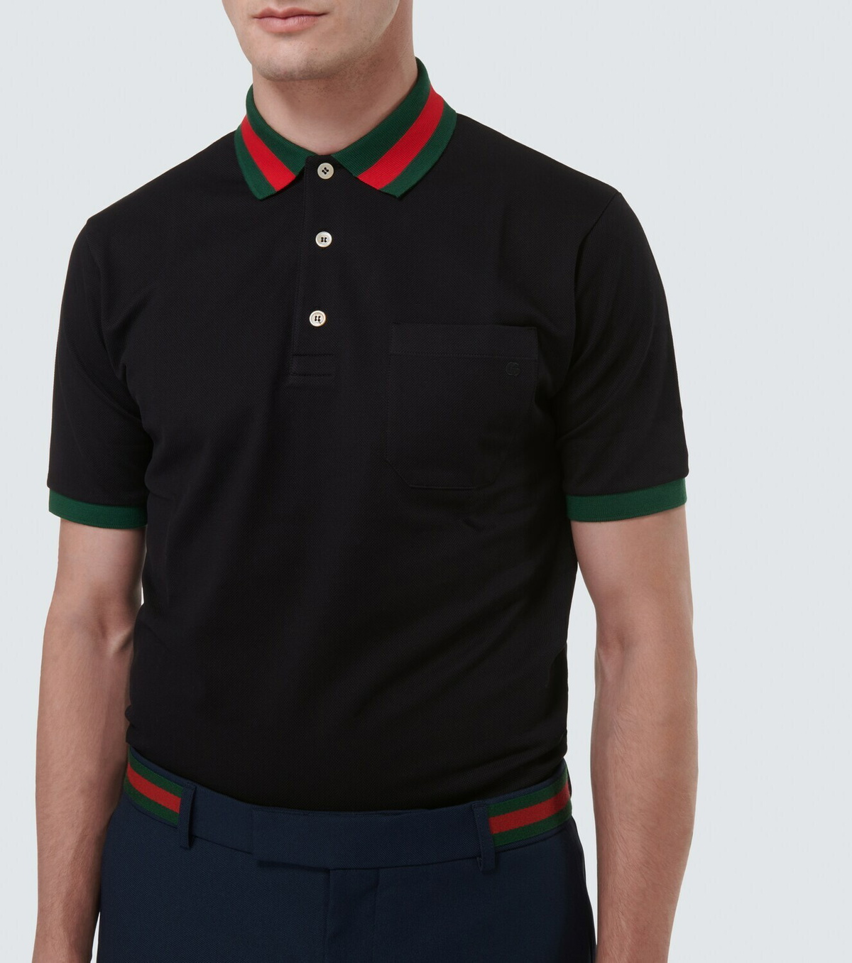Gucci Web-collar piqué polo shirt Gucci