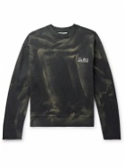HAYDENSHAPES - Distressed Logo-Embroidered Printed Cotton-Jersey Sweatshirt - Black