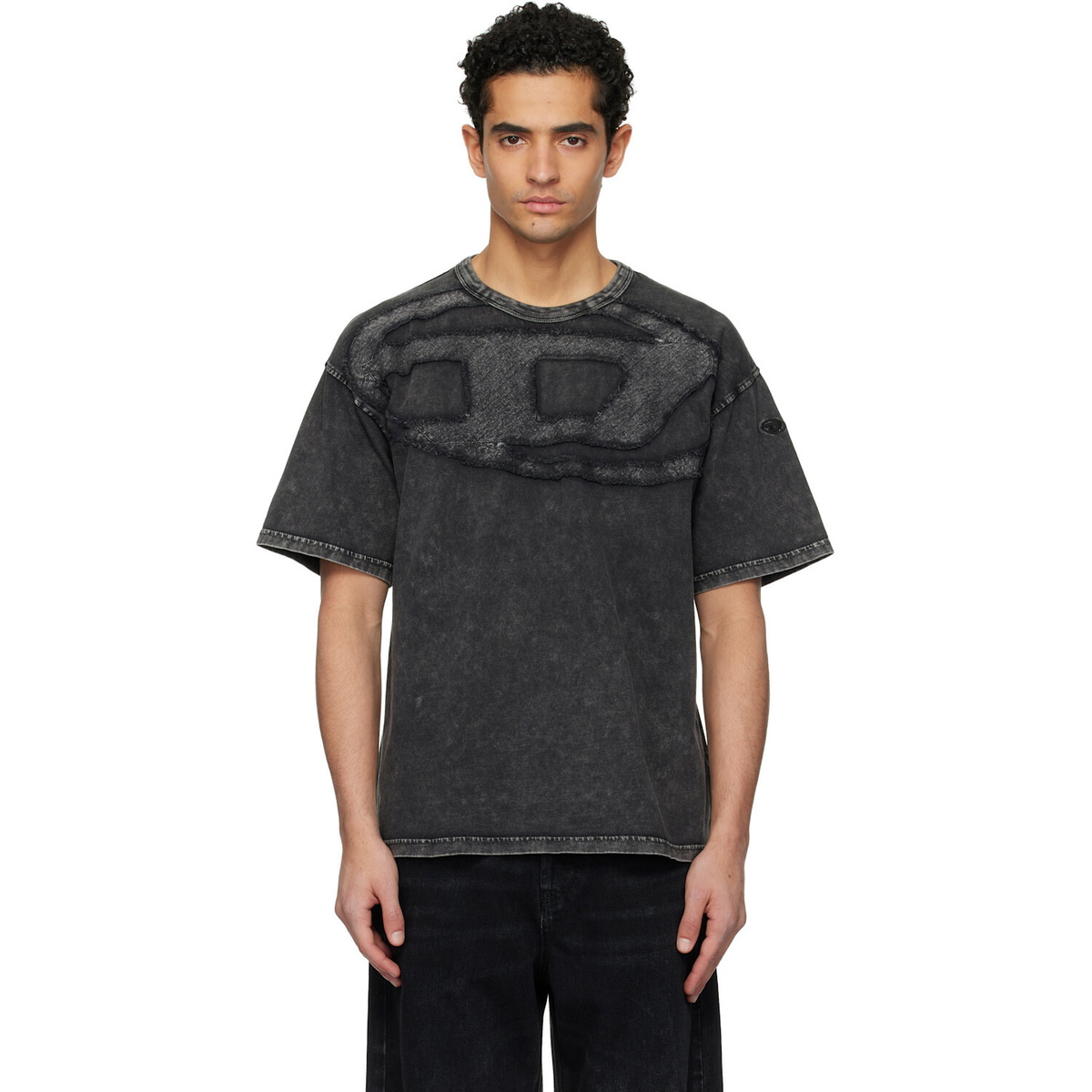 Diesel Faded tank top with puffy Oval D - T-Shirts Mens in Black
