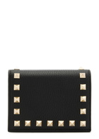 Valentino Rockstud Grained Leather Wallet - Black - One Size
