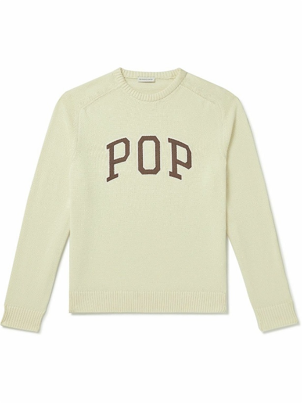 Photo: Pop Trading Company - Arch Logo-Appliquéd Cotton Sweater - Neutrals
