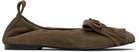 OPEN YY Khaki Bun Suede Fringe Ballerina Flats