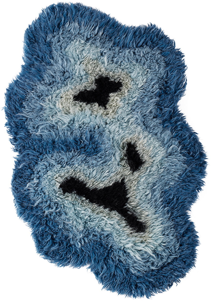 Mush Studios SSENSE Exclusive Blue Small Bur Shag Rug Mush Studios
