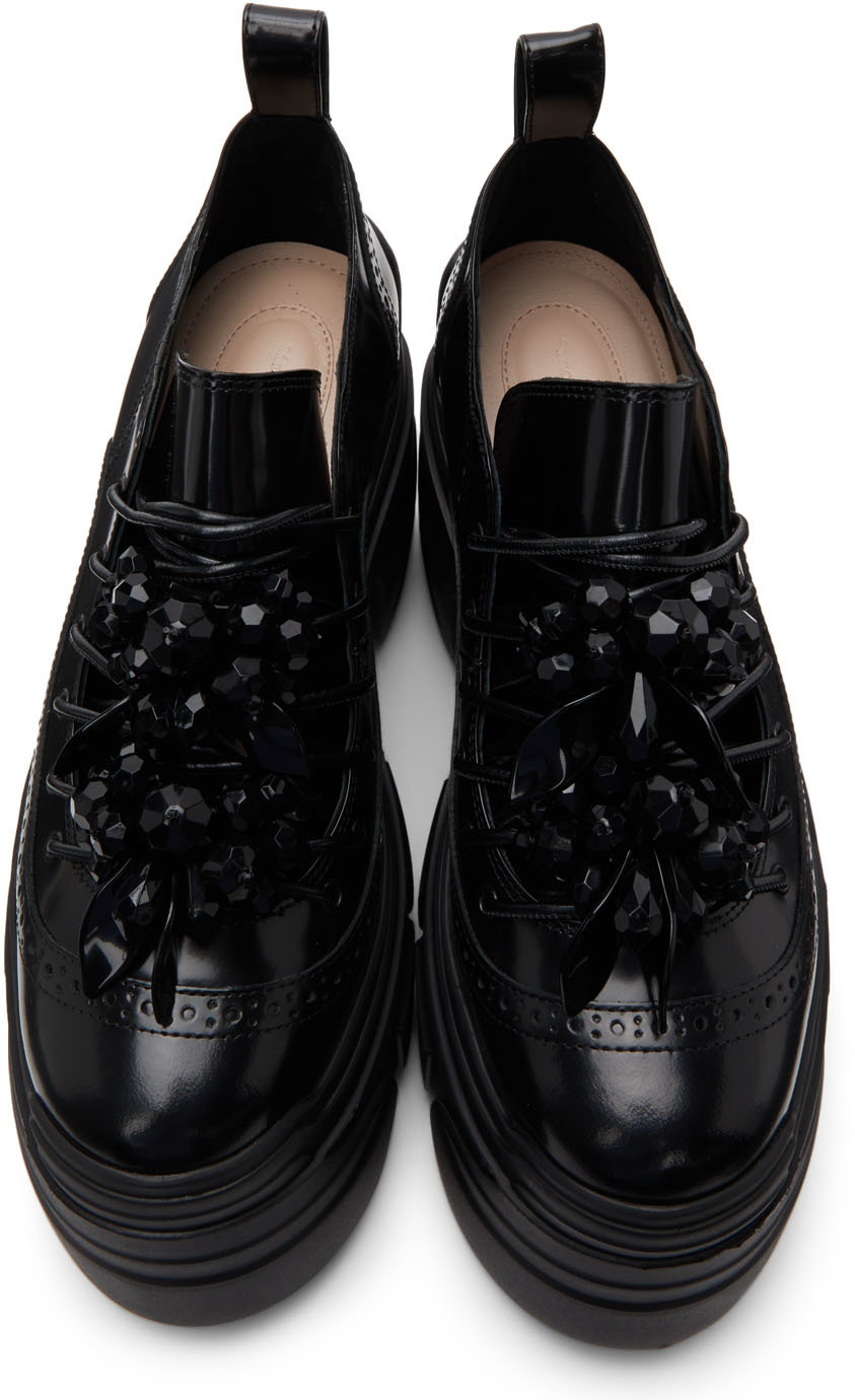 Simone Rocha Black Tracker Sole Turbo Embellishment Platform Brogues ...