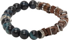 Salvatore Ferragamo Blue & Brown Beaded Bracelet