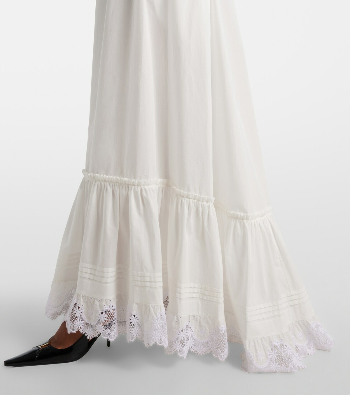 Saint Laurent Embroidered cotton poplin maxi dress