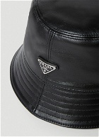 Prada Leather Logo Plaque Bucket Hat male Black