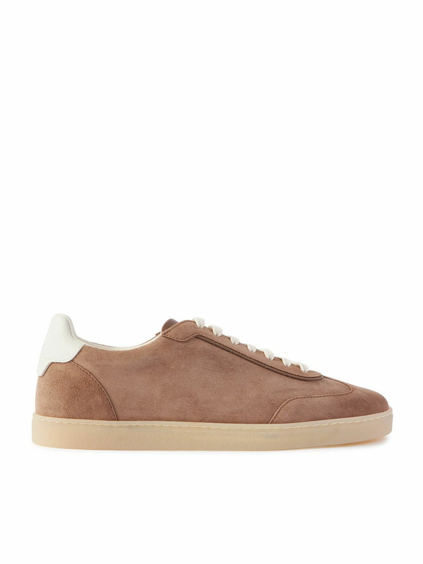 Photo: Brunello Cucinelli - Leather-Trimmed Suede Sneakers - Brown
