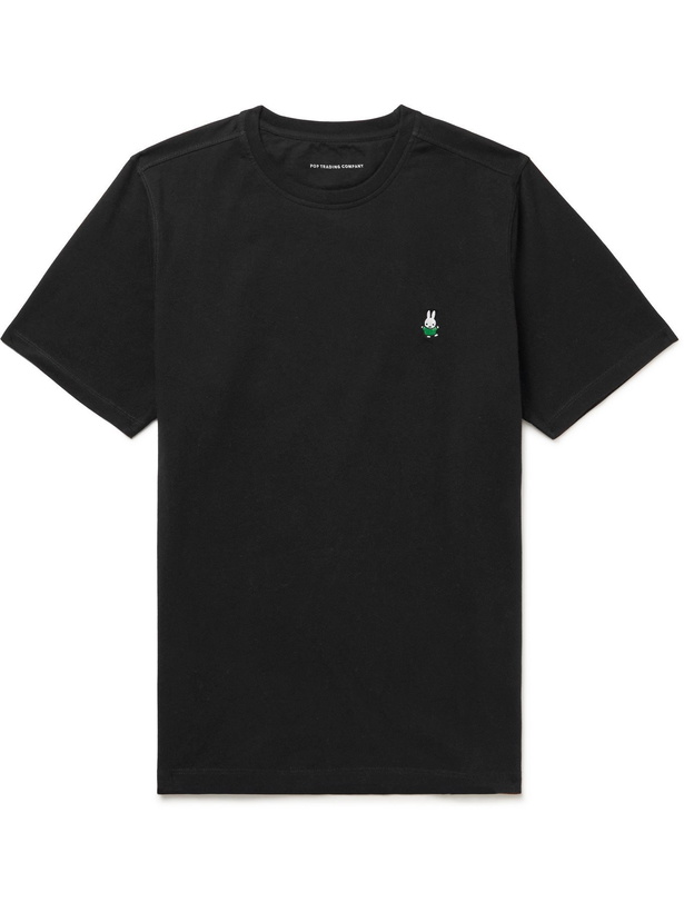 Photo: POP TRADING COMPANY - Miffy Logo-Embroidered Cotton-Jersey T-Shirt - Black