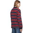 Rhude Red & Navy Fontaine Striped Long Sleeve Polo