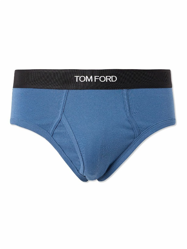 Photo: TOM FORD - Stretch-Cotton Jersey Briefs - Blue
