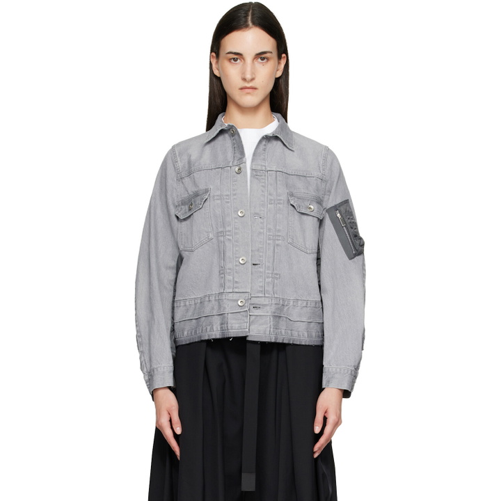 Photo: sacai Gray Nylon Twill x Denim Jacket