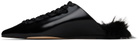 Simone Rocha Black Pointed-Toe Faux-Fur Slippers