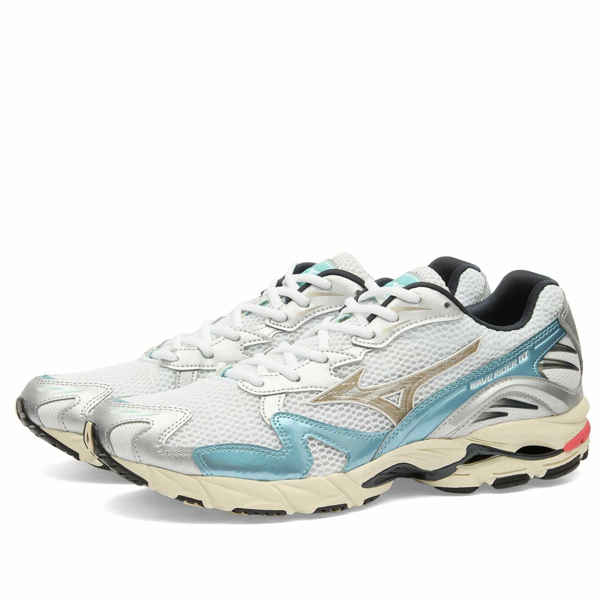 Mizuno WAVE RIDER 10 "SPORT" Sneaker in White/Vintage Khaki/Reef Waters